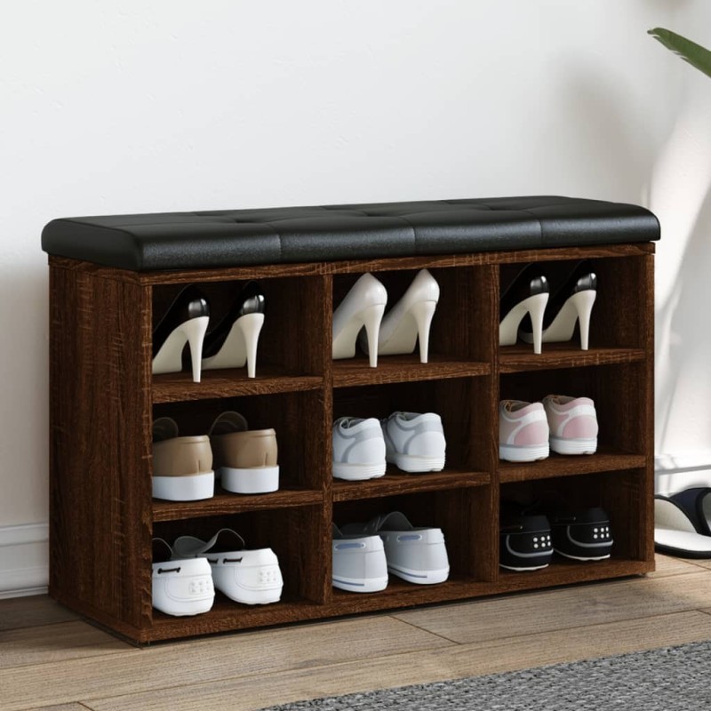 Banc à chaussures chêne marron 82x32x50 cm Bois d'ingénierie 535944535944