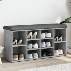 Banc à chaussures gris béton 102x32x50 cm bois d'ingénierie 535945535945