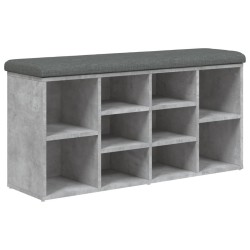 Banc à chaussures gris béton 102x32x50 cm bois d'ingénierie 535945535945