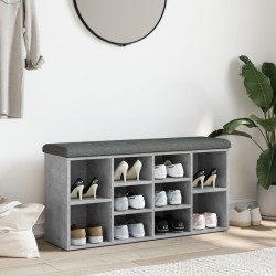 Banc à chaussures gris béton 102x32x50 cm bois d'ingénierie 535945535945