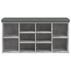 Banc à chaussures gris béton 102x32x50 cm bois d'ingénierie 535945535945