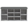 Banc à chaussures gris béton 102x32x50 cm bois d'ingénierie 535945535945