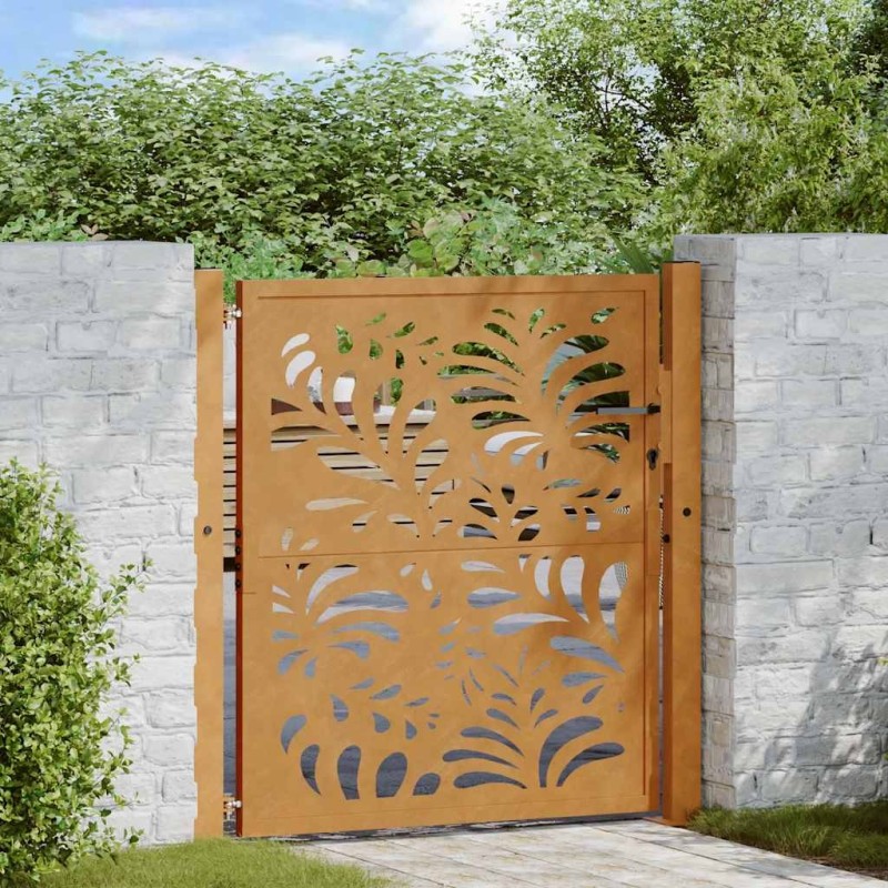Portail de jardin 100x100 cm en acier patiné motif vagues 535946535946