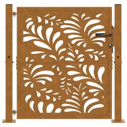 Portail de jardin 100x100 cm en acier patiné motif vagues 535946535946