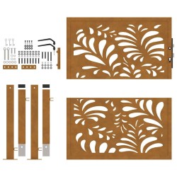 Portail de jardin 100x100 cm en acier patiné motif vagues 535946535946