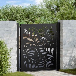 Portail de jardin noir 100x100 cm acier conception de vagues 535949535949