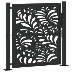 Portail de jardin noir 100x100 cm acier conception de vagues 535949535949
