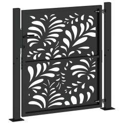 Portail de jardin noir 100x100 cm acier conception de vagues 535949535949