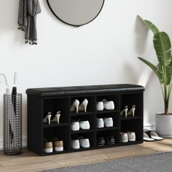 Banc à chaussures noir 102x32x50 cm bois d'ingénierie 535950535950