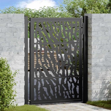 Portail de jardin noir 100x125 cm en acier avec motif de traces 535952535952
