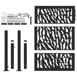 Portail de jardin noir 100x125 cm en acier avec motif de traces 535952535952