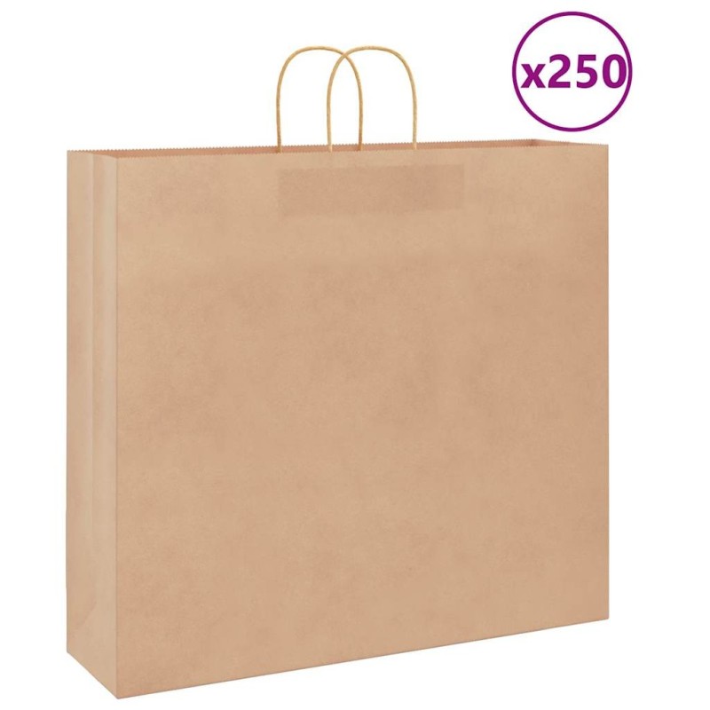 Sacs en papier 250 pcs avec poignées marron 54x15x49 cm 535955535955