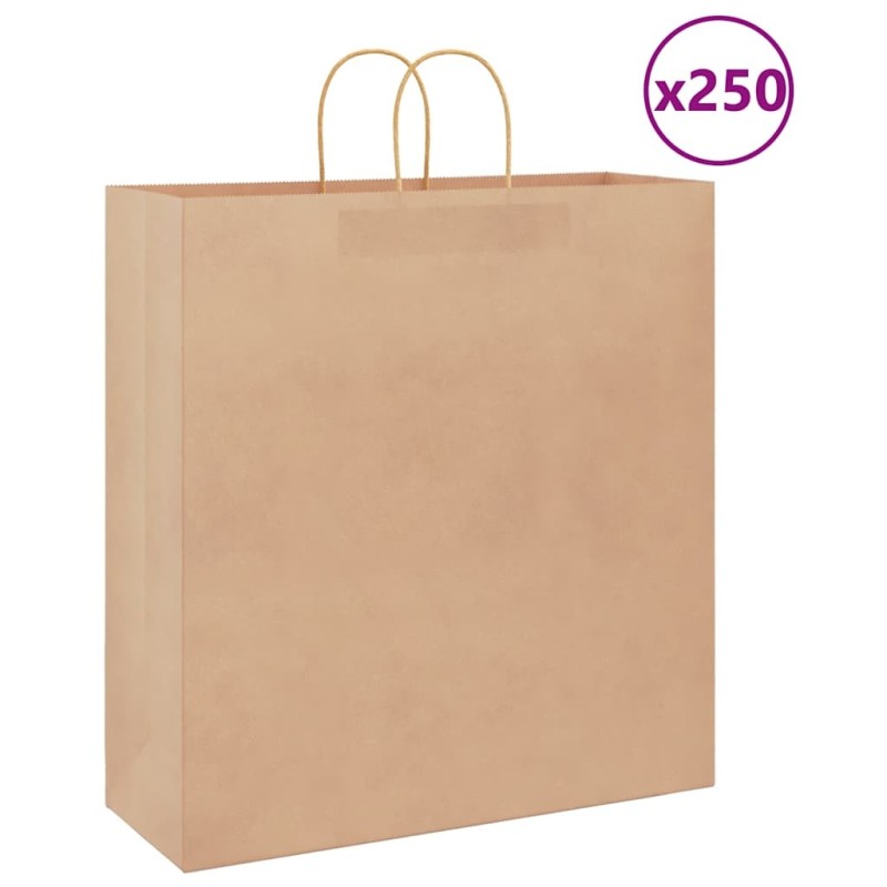 Sacs en papier 250 pcs avec poignées marron 45x17x48 cm 535957535957