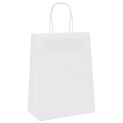 Sacs en papier 50 pcs avec poignées blanc 21x11x28 cm 535987535987
