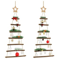 Sapins de Noël suspendus avec étoiles supérieures 2 pièces 42x90 cm Branche naturelle 535991535991