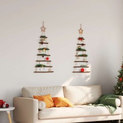 Sapins de Noël suspendus avec étoiles supérieures 2 pièces 42x90 cm Branche naturelle 535991535991