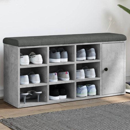 Banc à chaussures gris béton 102x32x50 cm bois d'ingénierie 535993535993