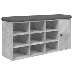 Banc à chaussures gris béton 102x32x50 cm bois d'ingénierie 535993535993