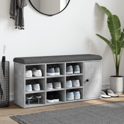 Banc à chaussures gris béton 102x32x50 cm bois d'ingénierie 535993535993