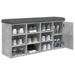 Banc à chaussures gris béton 102x32x50 cm bois d'ingénierie 535993535993