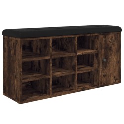Banc à chaussures chêne fumé 102x32x50 cm bois d'ingénierie 535998535998
