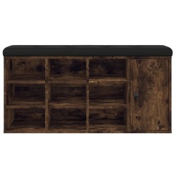 Banc à chaussures chêne fumé 102x32x50 cm bois d'ingénierie 535998535998