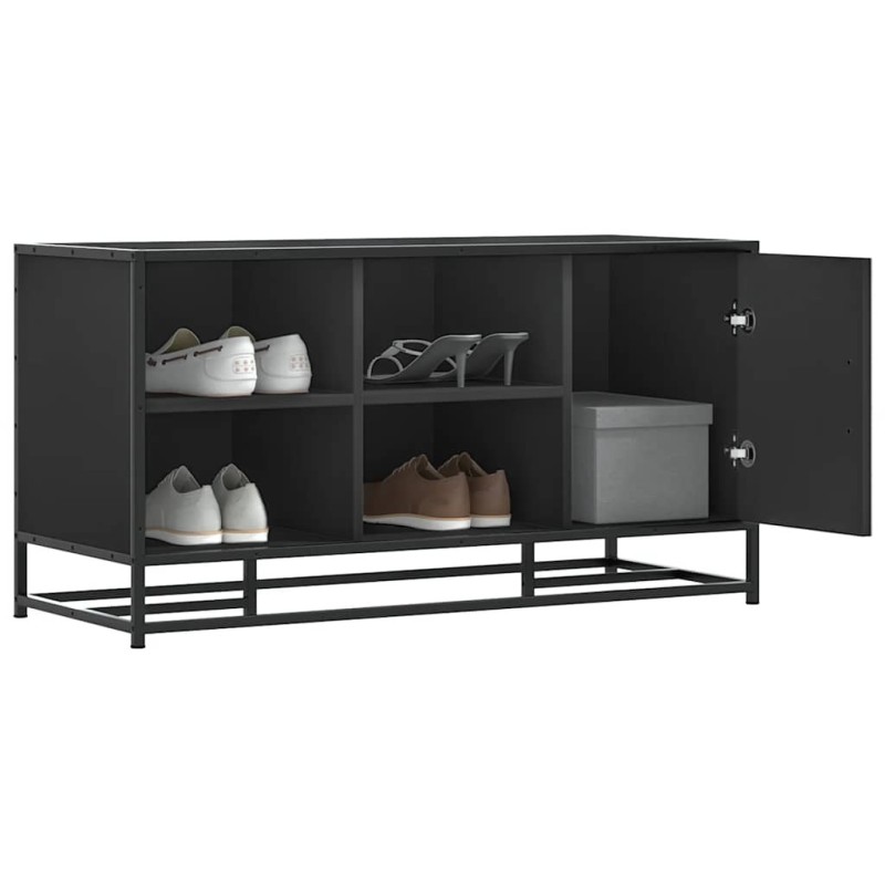 Banc à chaussures noir 100x40x53,5cm bois d'ingénierie et métal 536030536030