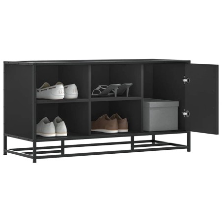Banc à chaussures noir 100x40x53,5cm bois d'ingénierie et métal 536030536030