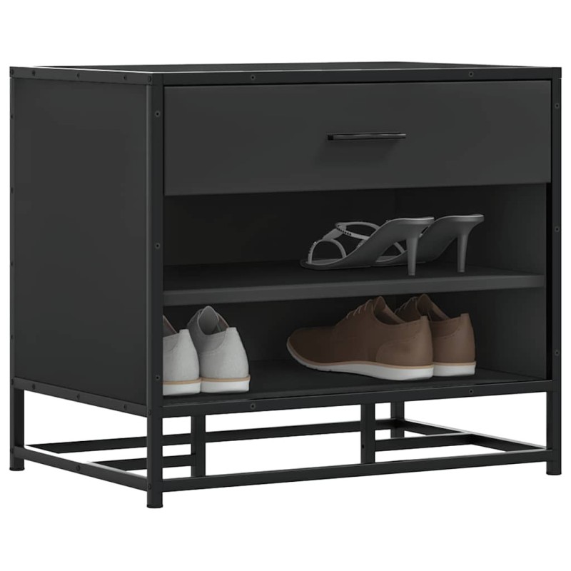 Banc à chaussures noir 60x40x53,5 cm bois d'ingénierie et métal 536031536031