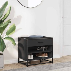 Banc à chaussures noir 60x40x53,5 cm bois d'ingénierie et métal 536031536031