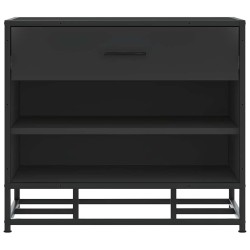 Banc à chaussures noir 60x40x53,5 cm bois d'ingénierie et métal 536031536031