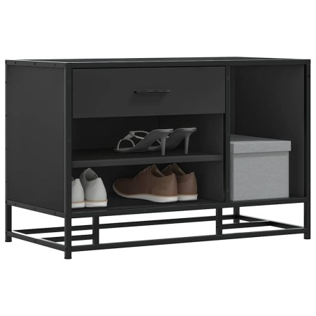 Banc à chaussures noir 80x40x53,5 cm bois d'ingénierie et métal 536034536034