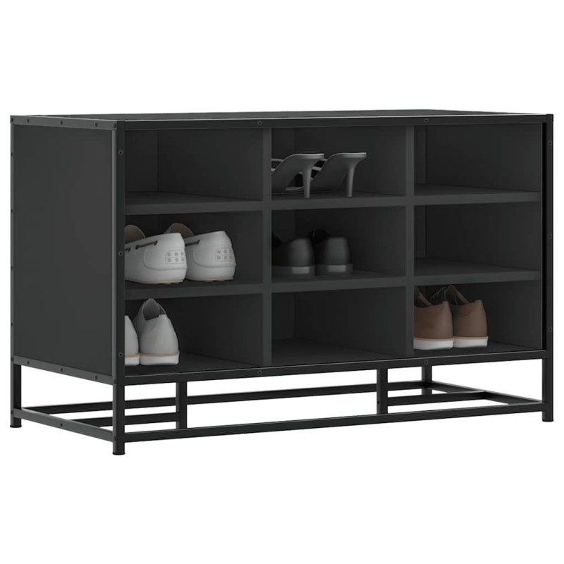 Banc à chaussures noir 84x40x53,5 cm bois d'ingénierie et métal 536047536047