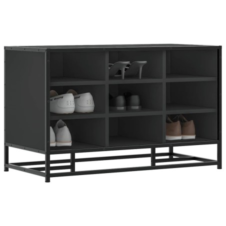 Banc à chaussures noir 84x40x53,5 cm bois d'ingénierie et métal 536047536047