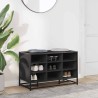 Banc à chaussures noir 84x40x53,5 cm bois d'ingénierie et métal 536047536047