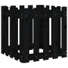 Jardinière avec design de clôture noir 50x50x50 cm pin massif 536056536056