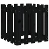 Jardinière avec design de clôture noir 50x50x50 cm pin massif 536056536056