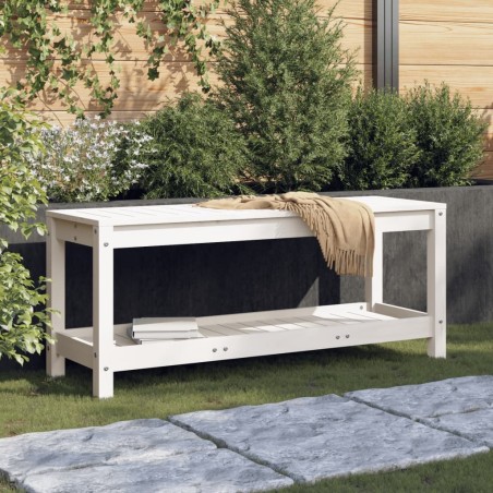 Banc de jardin blanc 108x35x45 cm bois massif de pin 536063536063