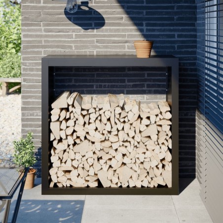 Portant de bois de chauffage noir 100x40x100 cm acier 536084536084