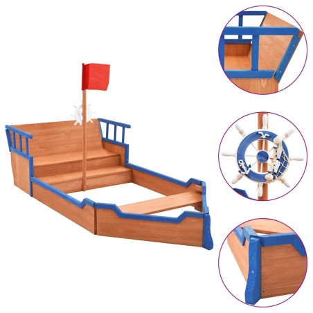 Bac à sable bateau pirate Bois de sapin 190x94,5x101 cm 536085536085