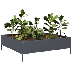 Lit surélevé de jardin anthracite 100x100x33,5 cm acier 536100536100