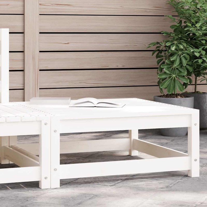 Repose-pied de jardin blanc 70x70x30 cm bois de pin massif 536103536103
