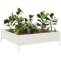 Lit surélevé de jardin blanc 100x100x33,5 cm acier 536108536108