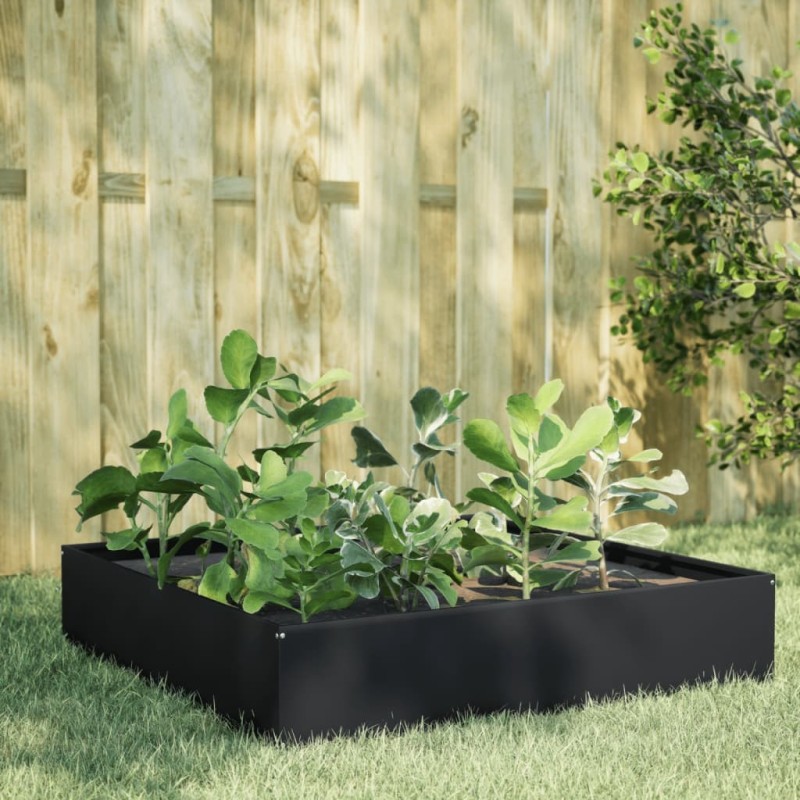 Lit surélevé de jardin noir 100x100x33,5 cm acier 536109536109