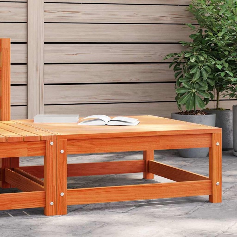Repose-pied de jardin cire marron 70x70x30cm bois de pin massif 536137536137