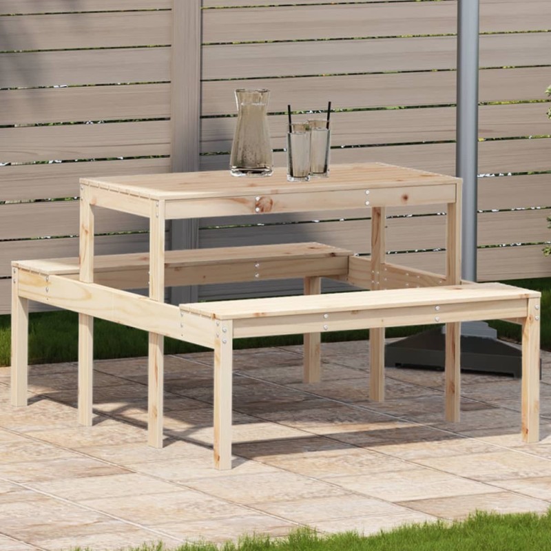 Table de pique-nique 110x134x75 cm bois massif de pin 536144536144