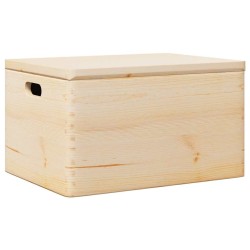 Boîte en bois avec couvercle et poignées bois de pin massif 536148536148