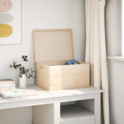 Boîte en bois avec couvercle et poignées bois de pin massif 536148536148