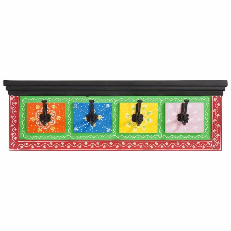 Porte-manteau Noir 80 x 25 x 2 cm Bois de mangue massif 536150536150