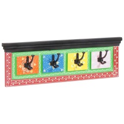 Porte-manteau Noir 80 x 25 x 2 cm Bois de mangue massif 536150536150